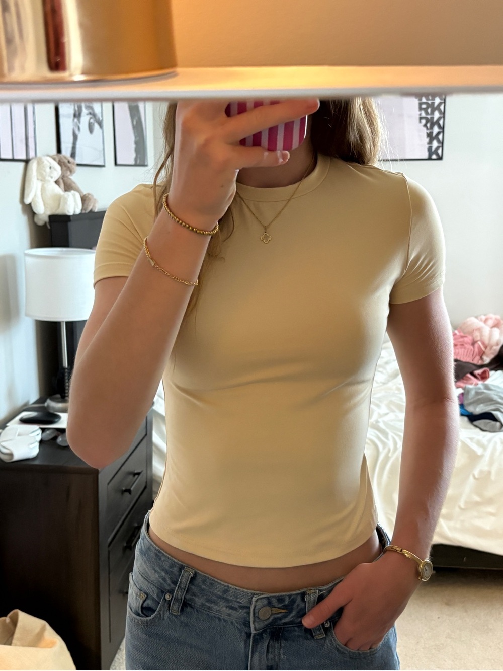 Beige Soft Touch Fitted Tee